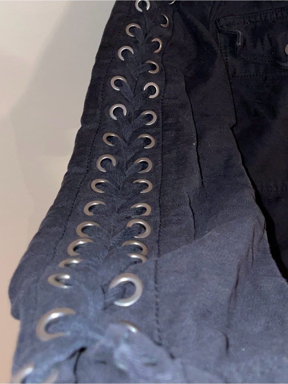 Free People Black Eyelet-Trim Jean Jacket -biker-goth - Picture 9 of 9